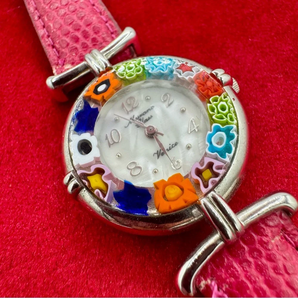 Vintage Murano Glass Millefiori Women’s Quartz‎ Watch Italian Art Glass Dial